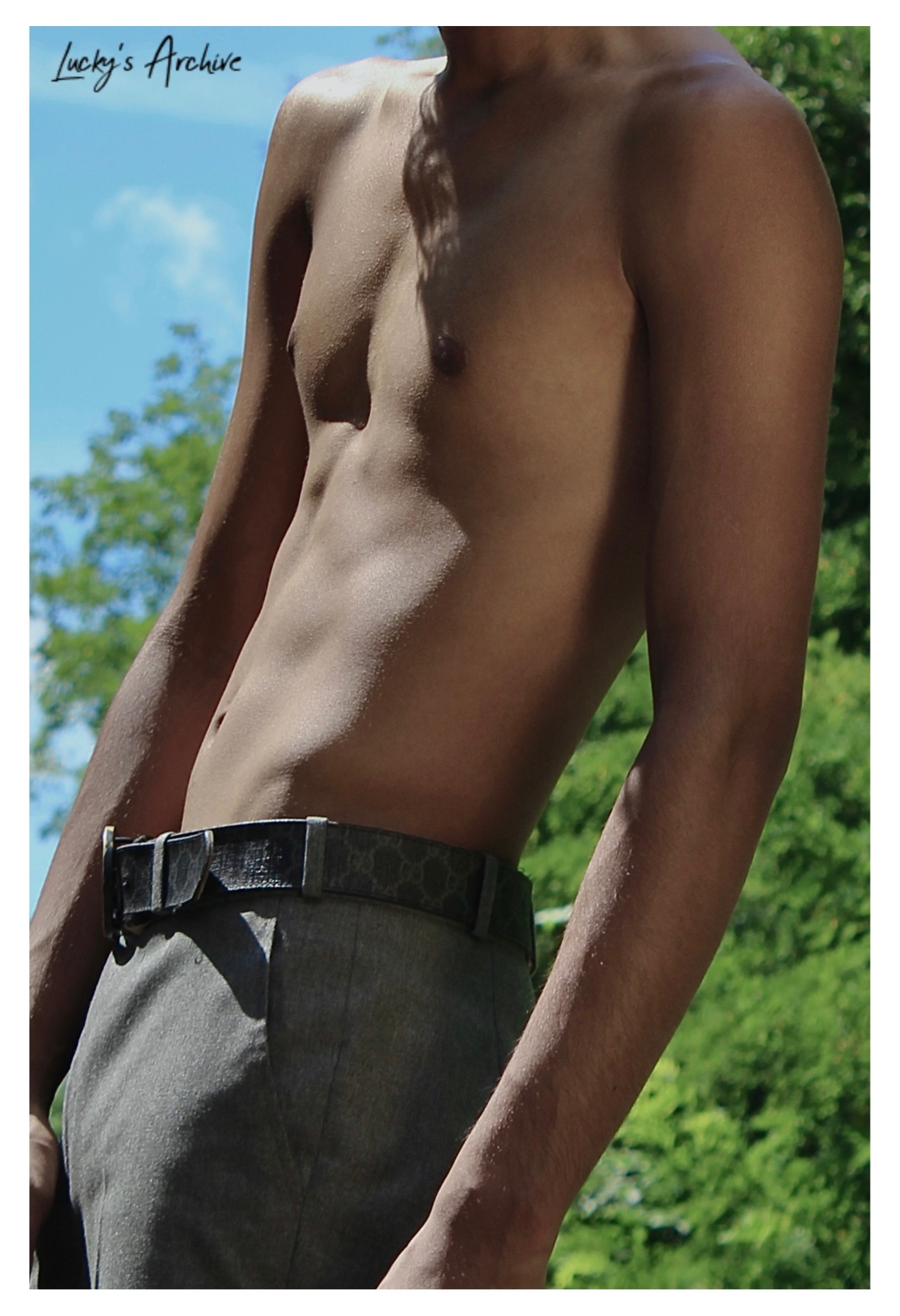 Editorial detail portrait in summer sunlight